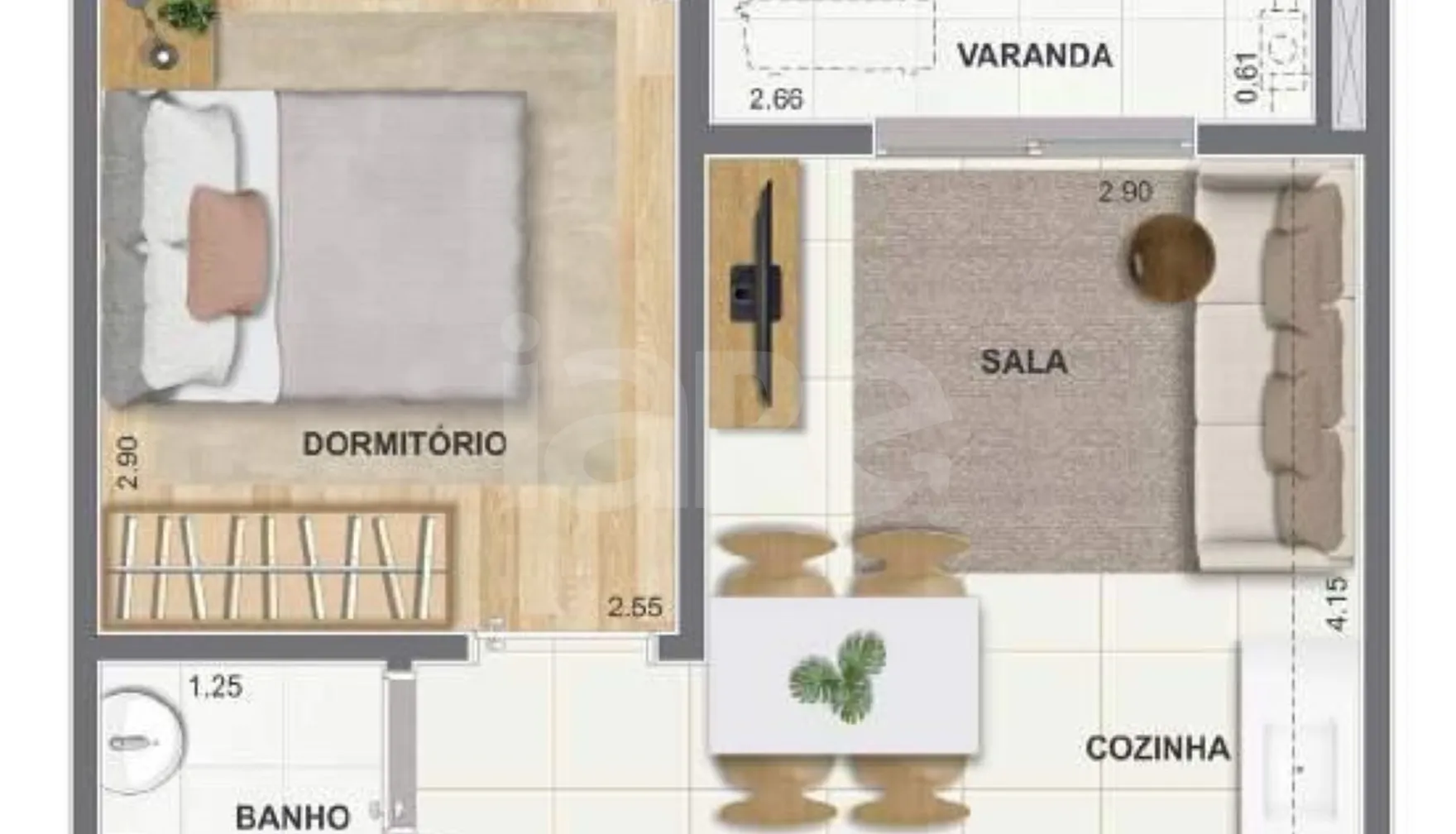 Planta — Apartamento 31,4 m²