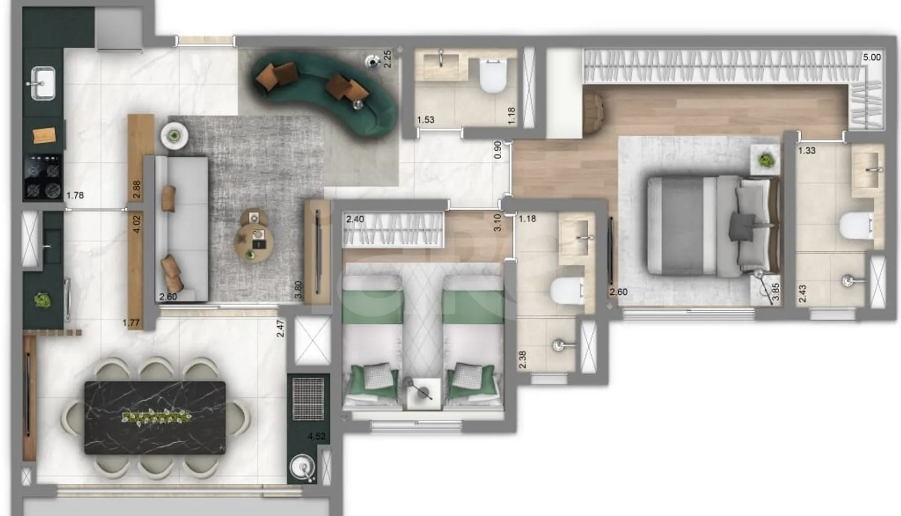 Planta — Apartamento 71,57 m²