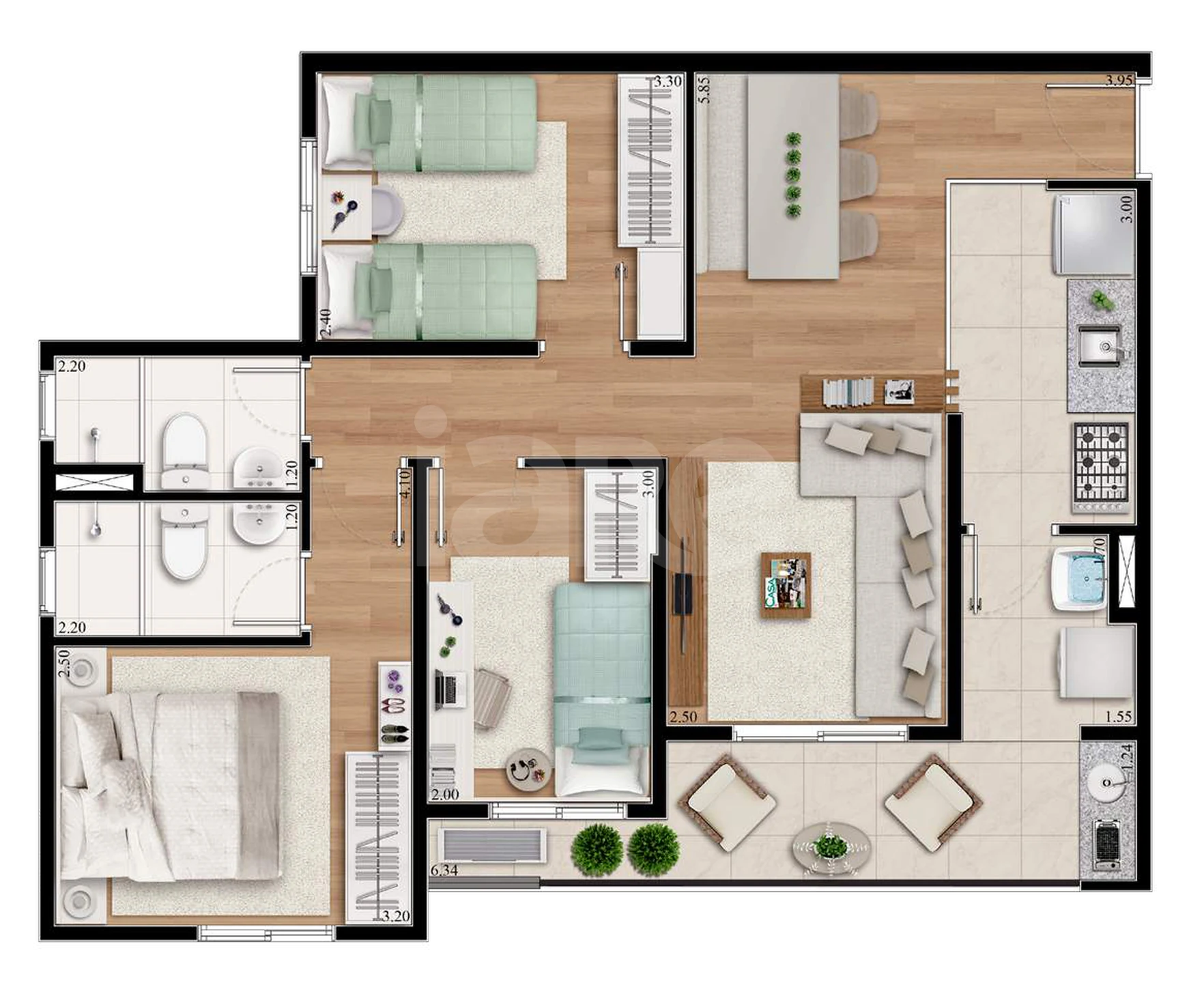 Planta — Apartamento 68,55 m²