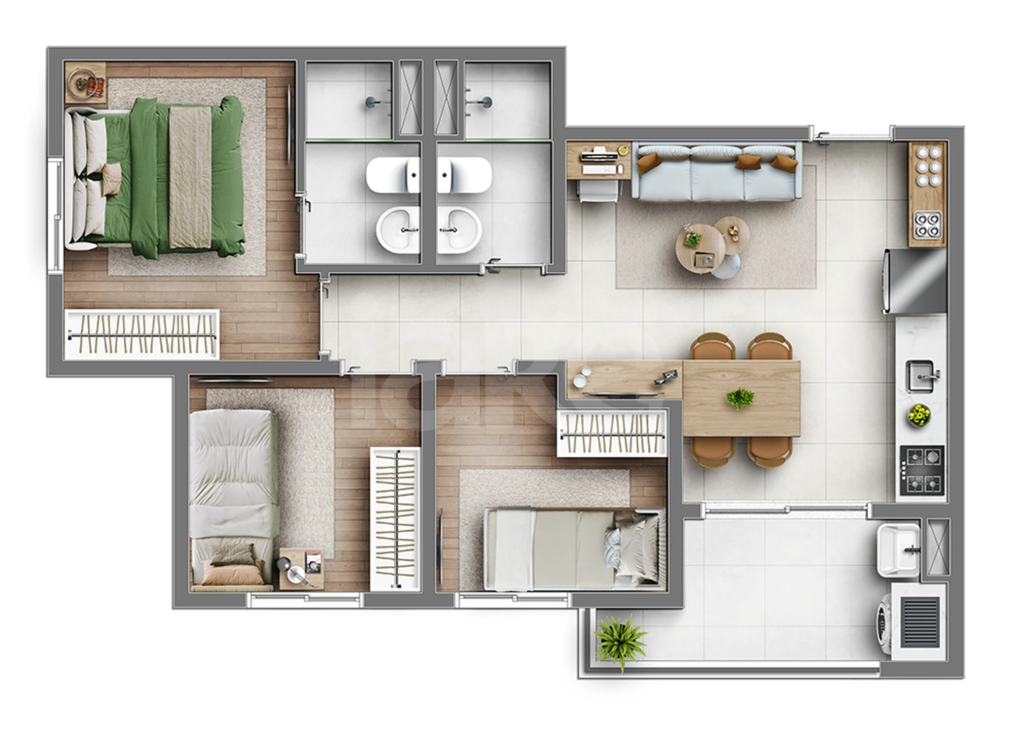 Planta — Apartamento 49,8 m²
