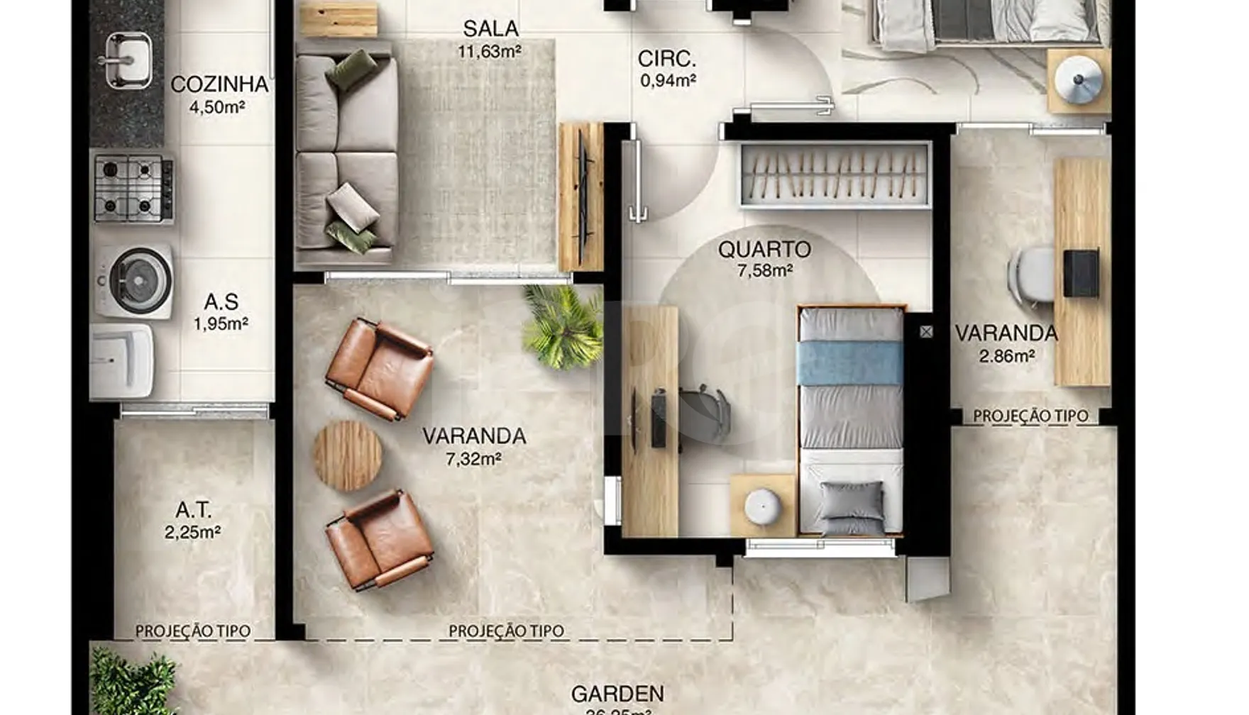 Planta — Garden 100,5 m²