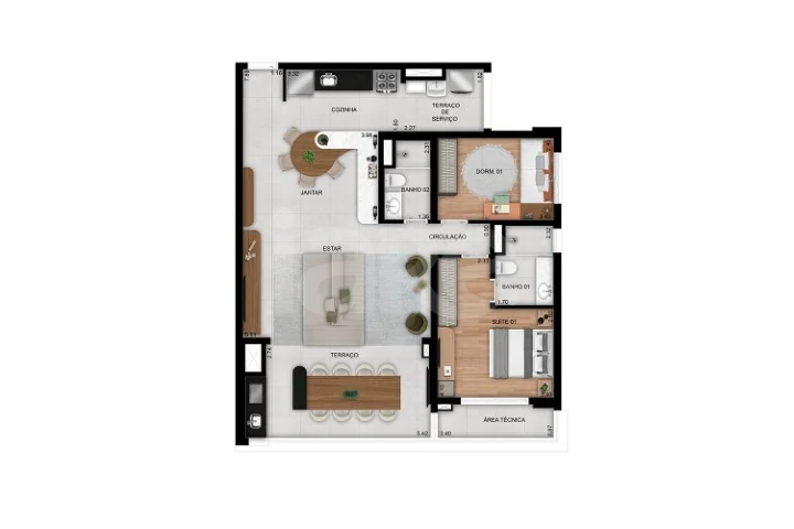 Planta — Apartamento 100,93 m²