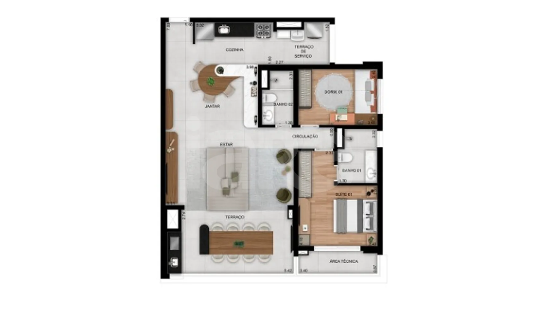 Planta — Apartamento 100,93 m²