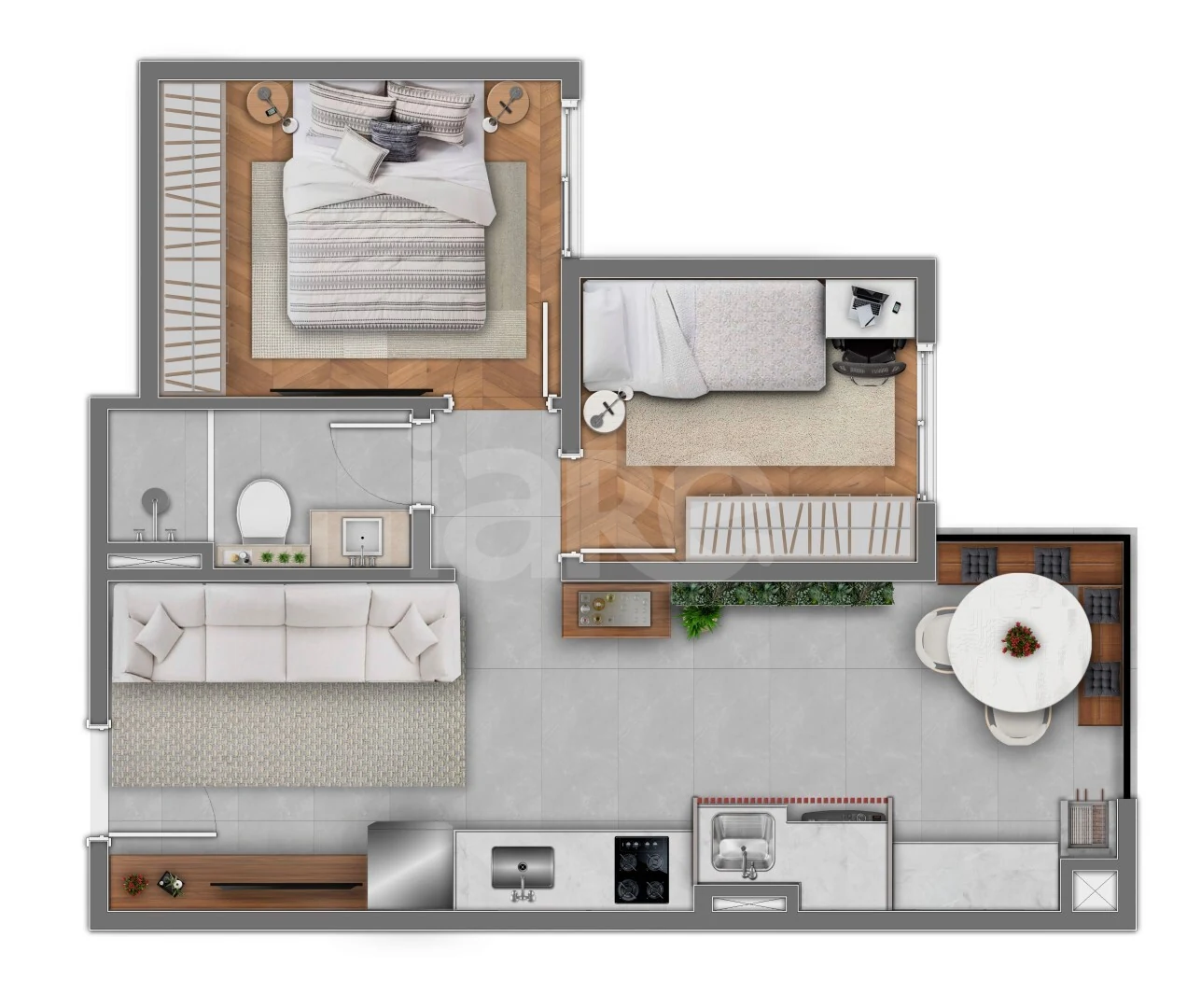 Planta — Apartamento 49 m²