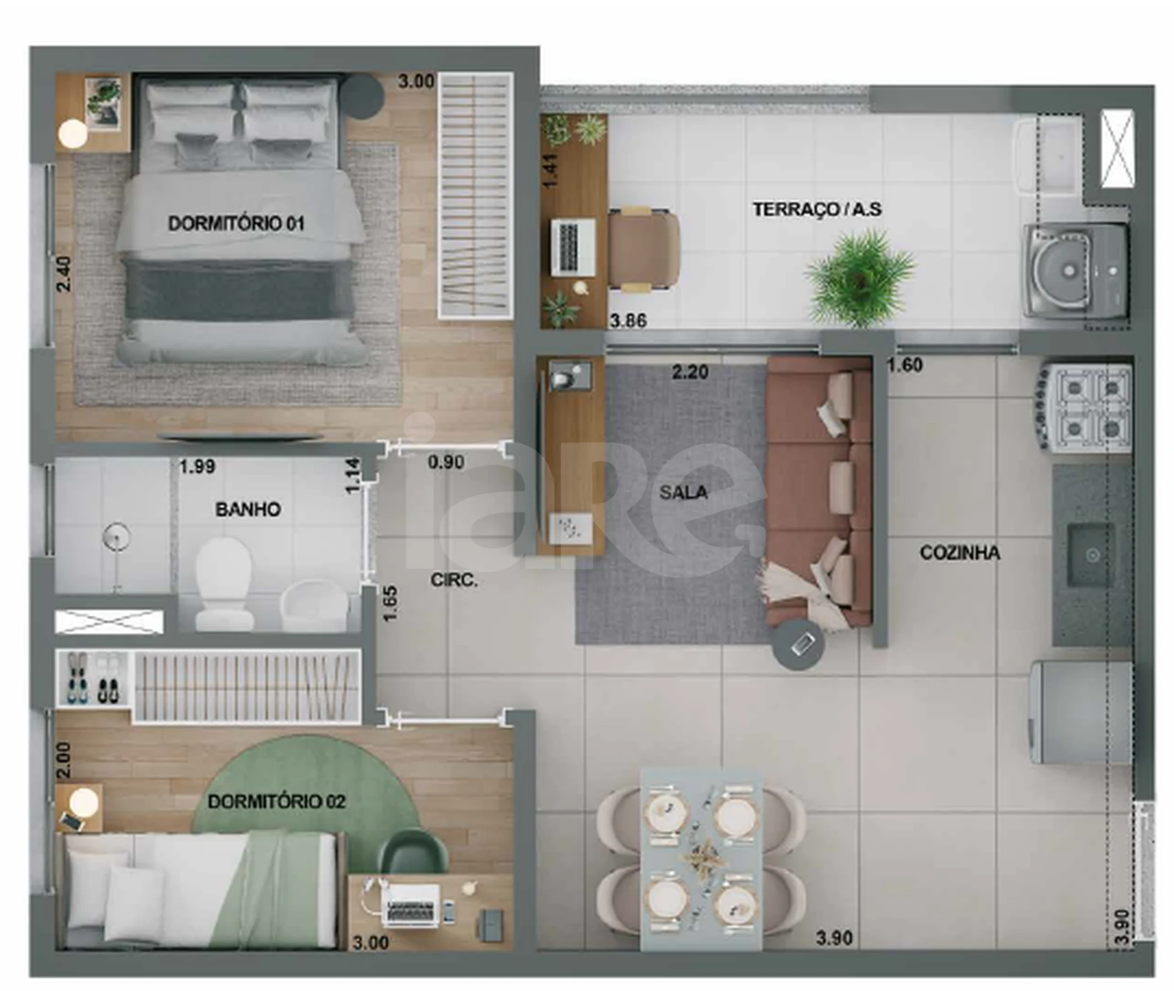 Planta — Garden 46,93 m²