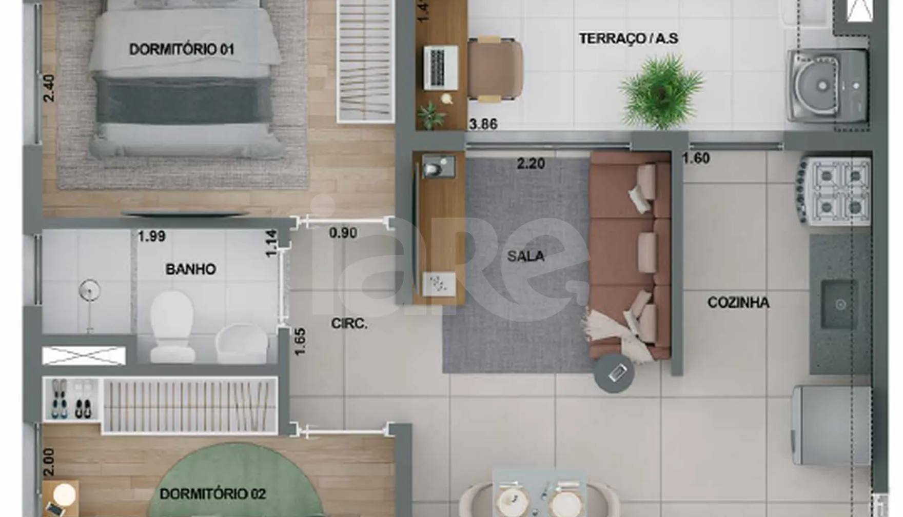Planta — Garden 46,93 m²