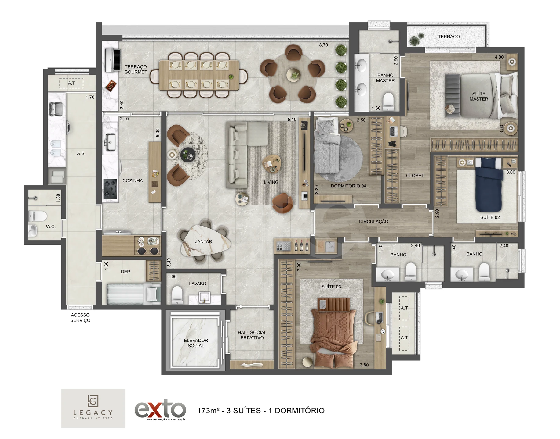 Planta — Apartamento 173,51 m²