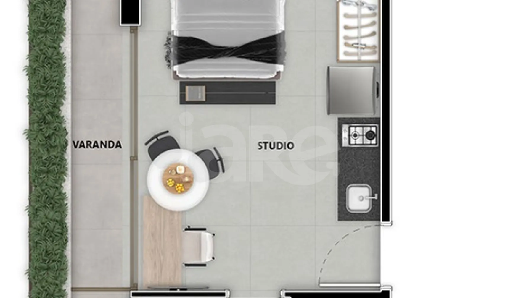 Planta — Studio 32,87 m²