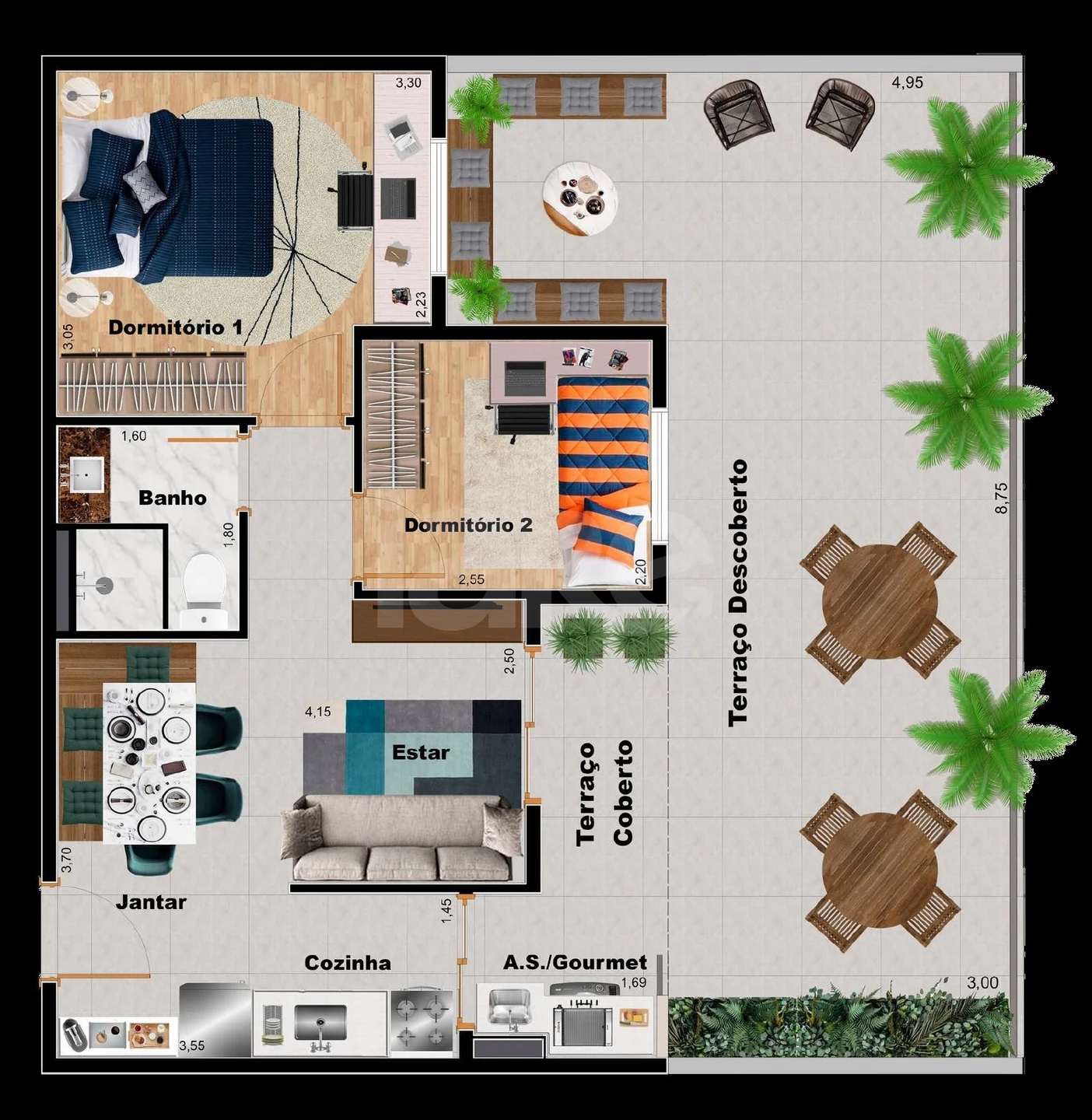 Planta — Garden 75,51 m²
