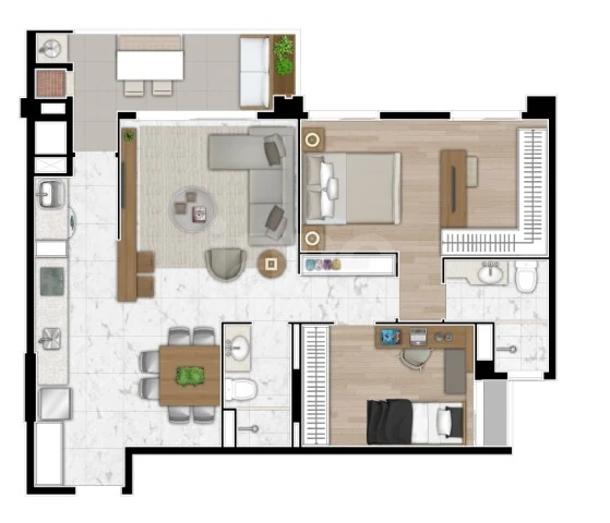 Planta — Apartamento 81,22 m²