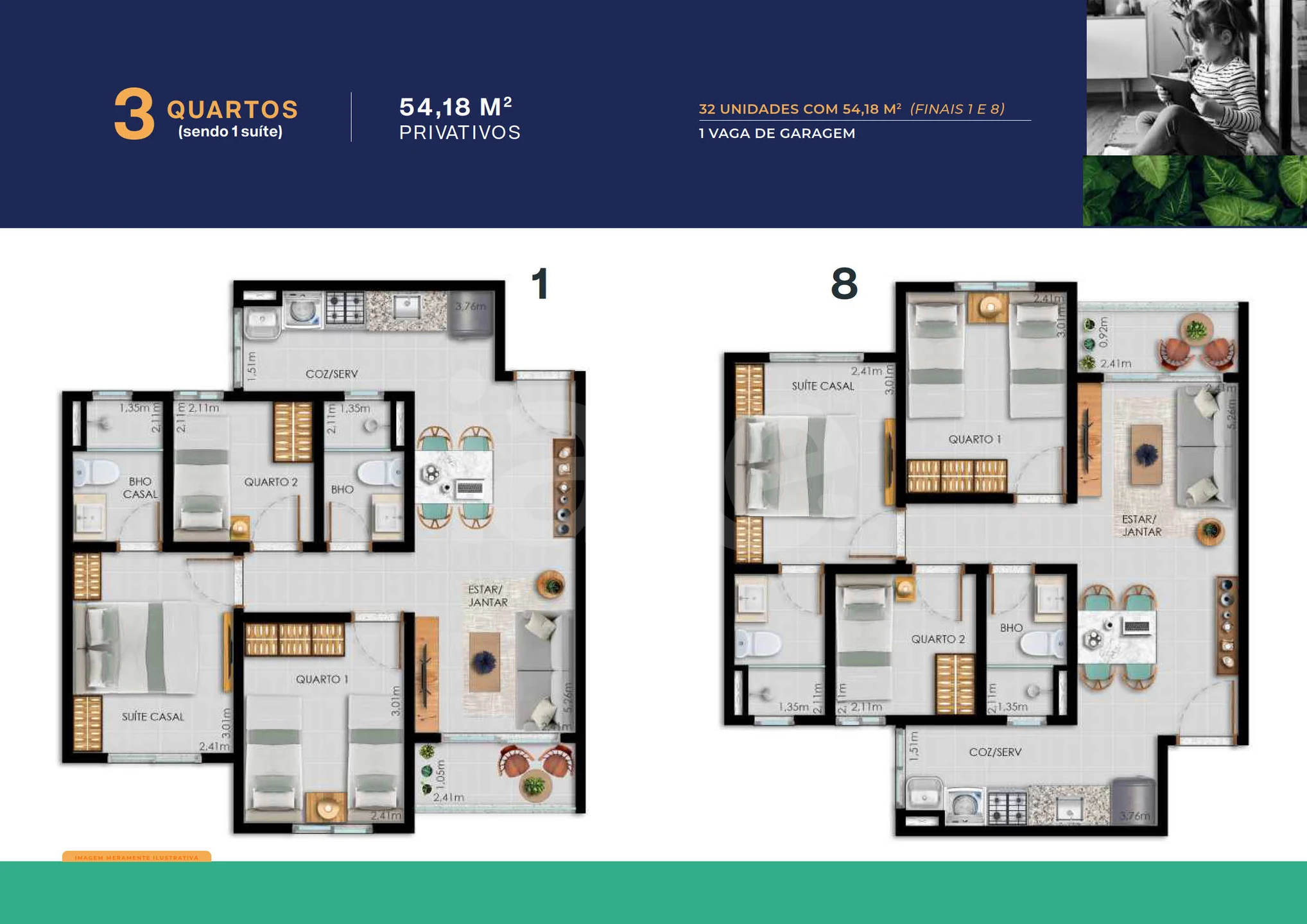 Planta — Apartamento 54,18 m²