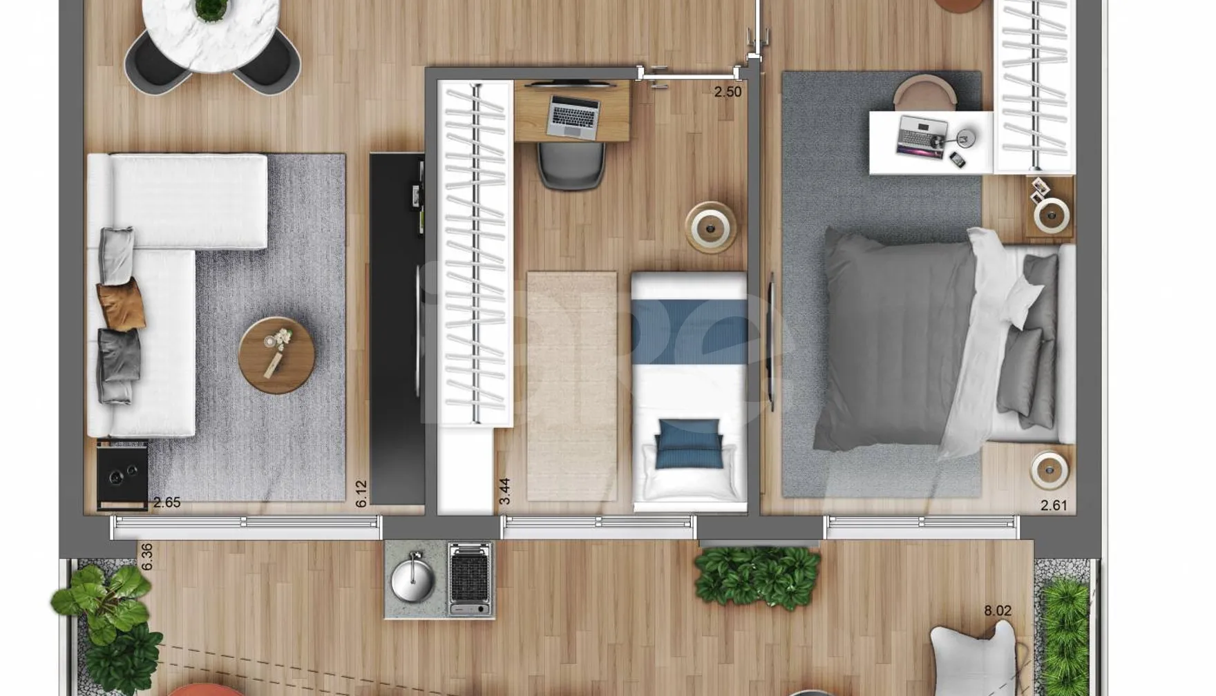 Planta — Apartamento 95,95 m²