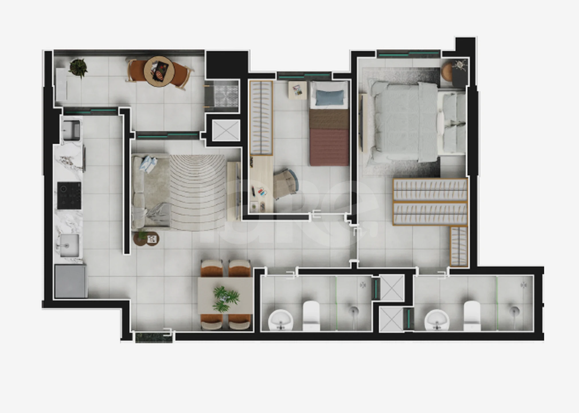 Planta — Apartamento 58,34 m²
