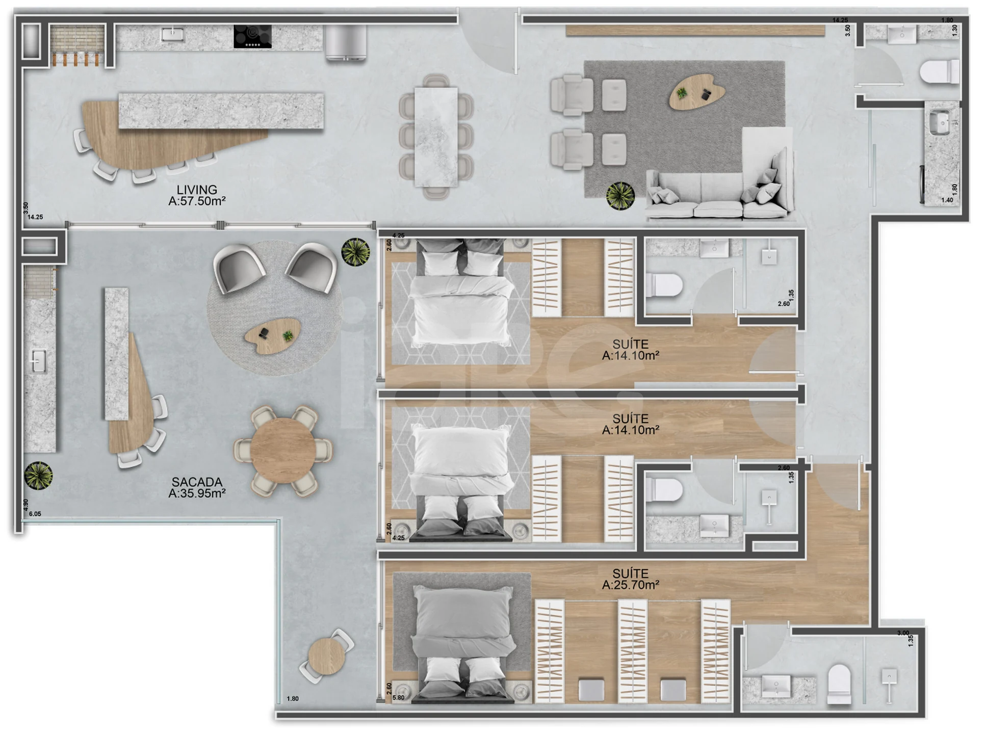 Planta — Apartamento 171,79 m²