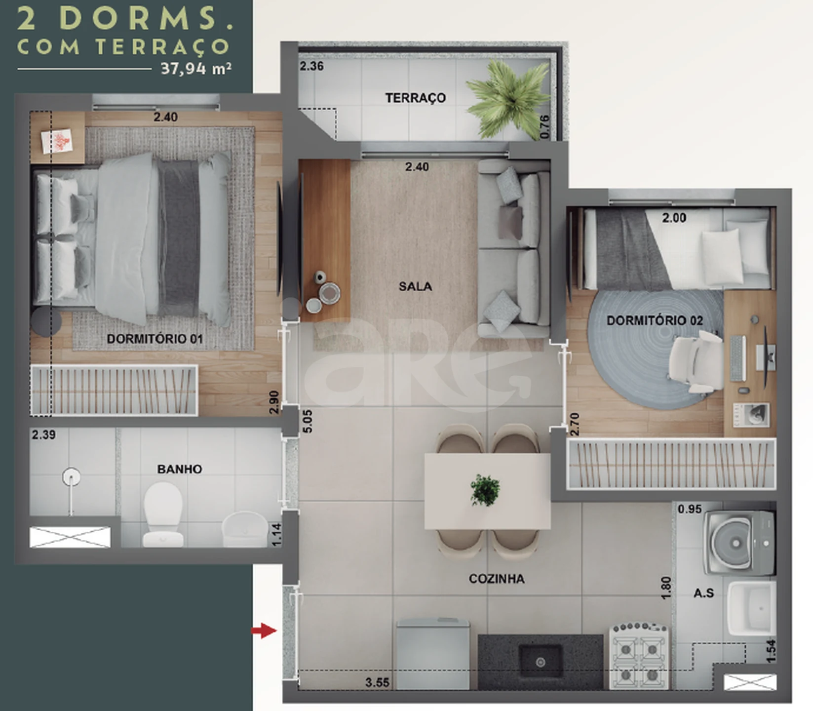 Planta — Apartamento 38 m²