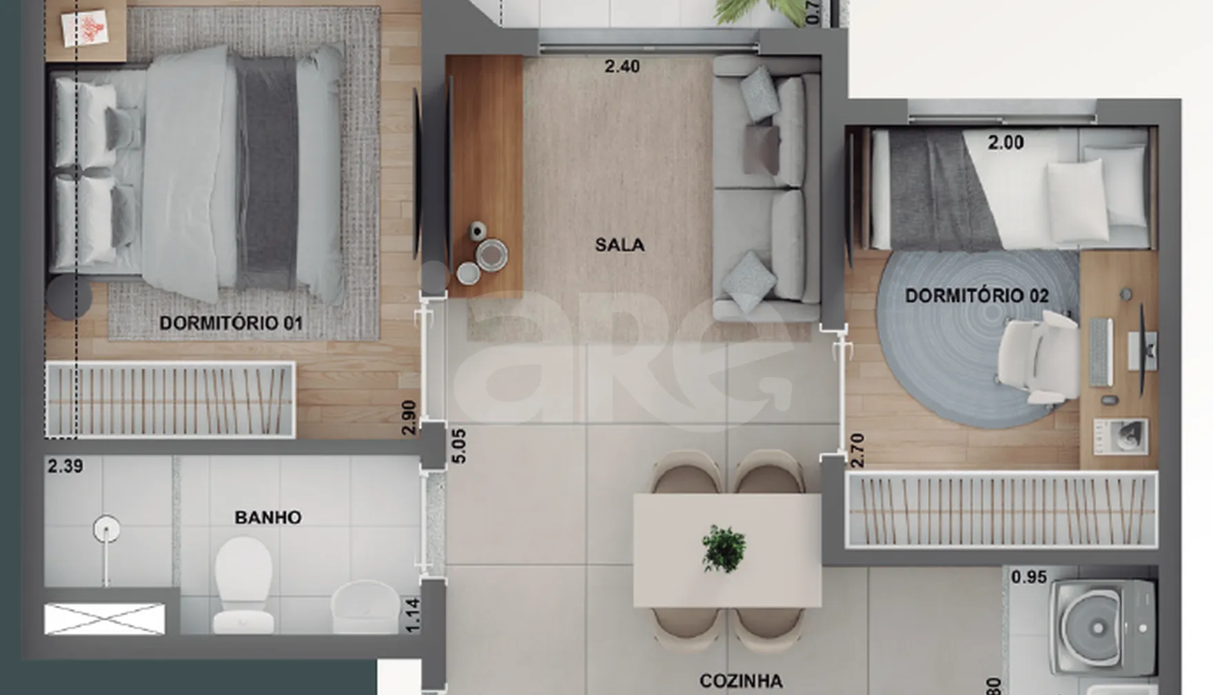 Planta — Apartamento 38 m²