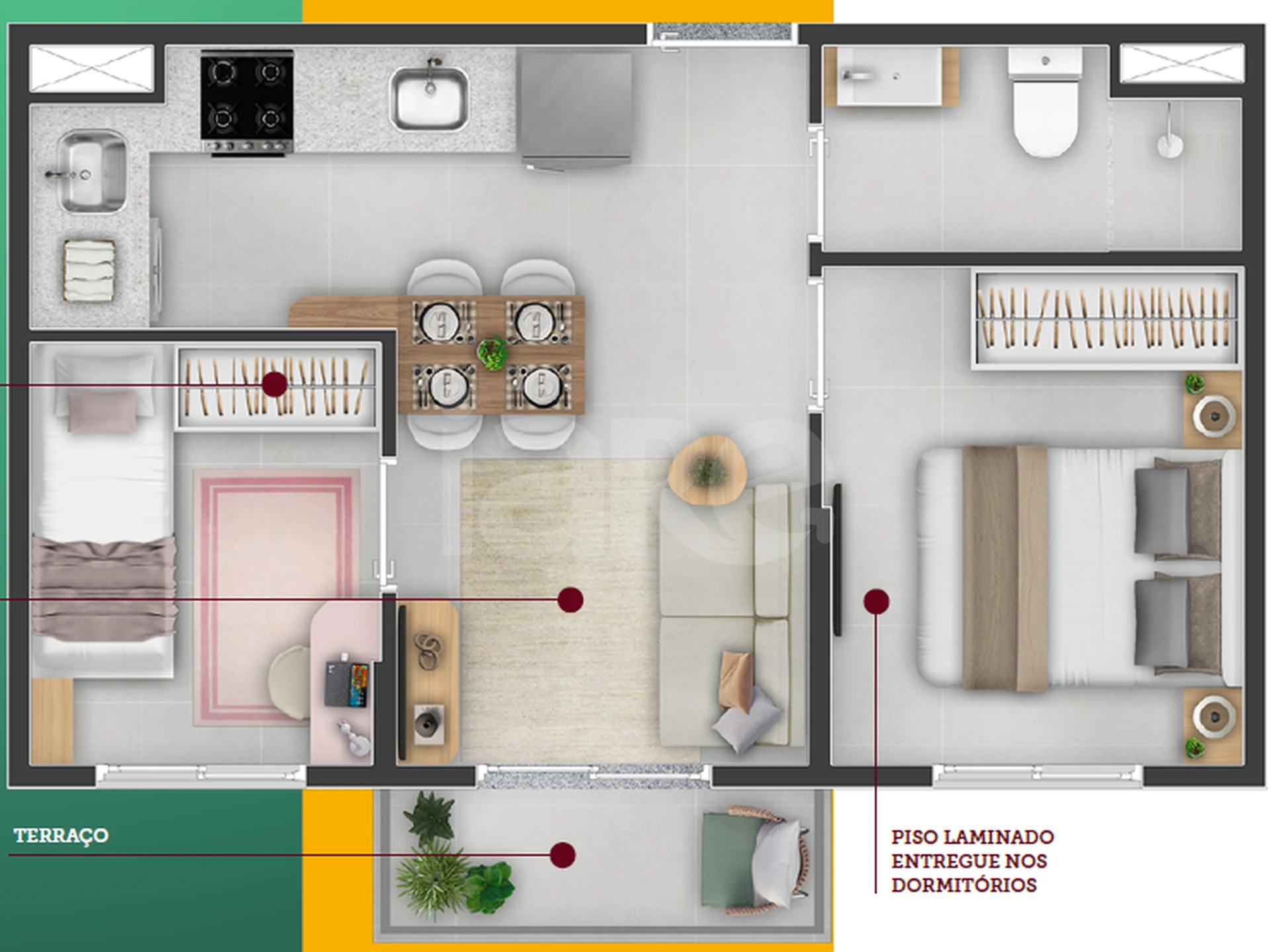 Planta — Apartamento 34,62 m²