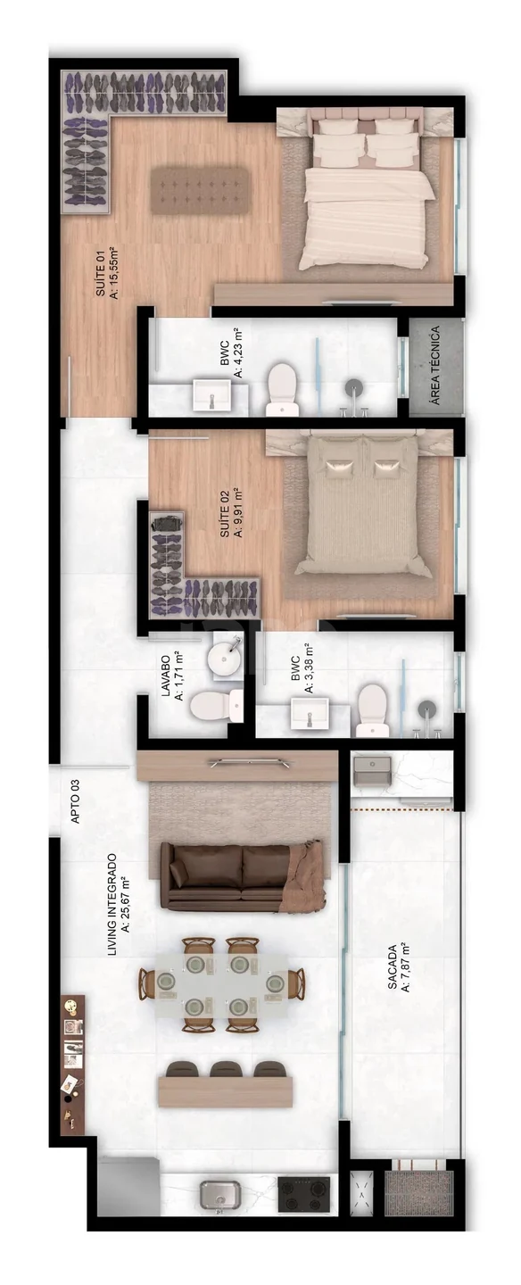 Planta — Apartamento 79,13 m²