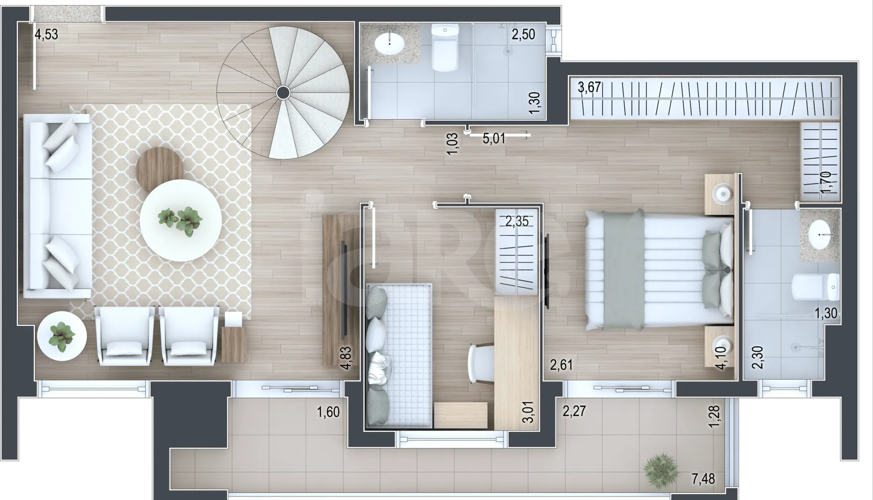 Planta — Cobertura Duplex 93,26 m²