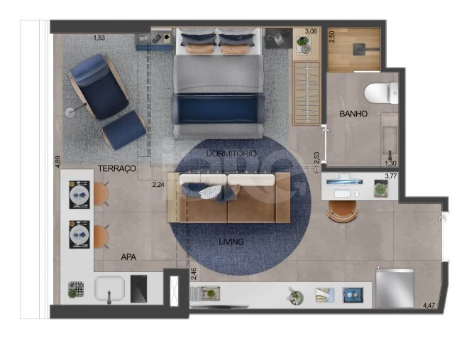 Planta — Apartamento 35,71 m²