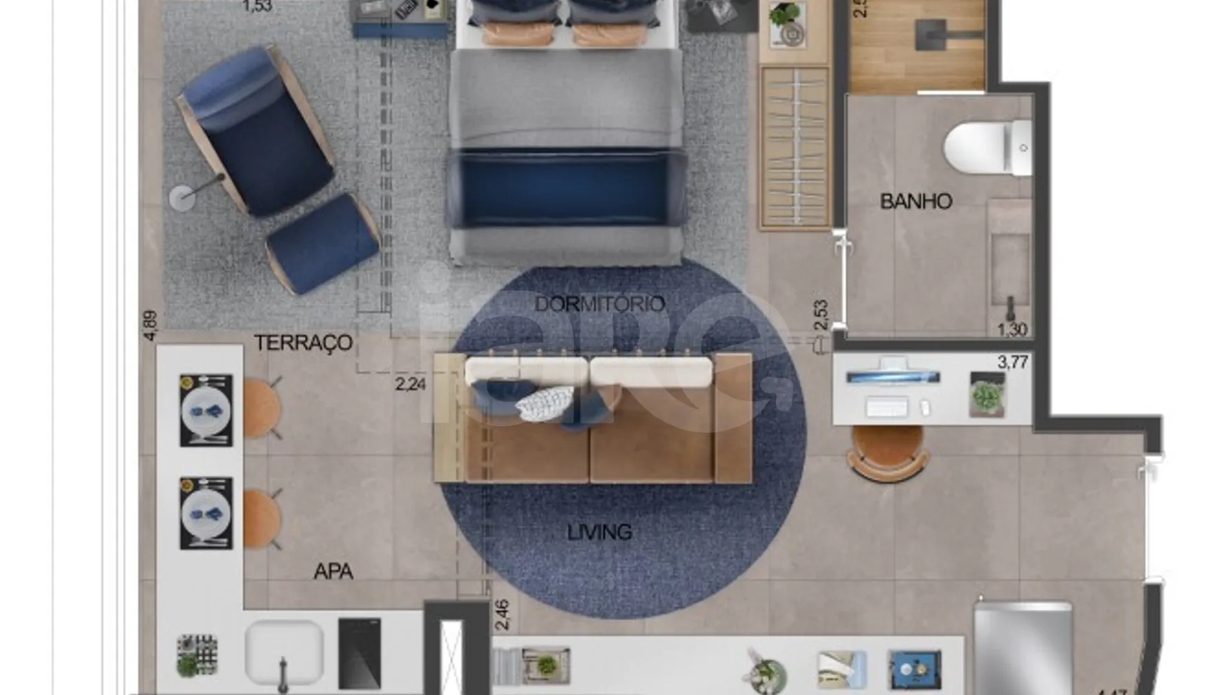 Planta — Apartamento 35,71 m²