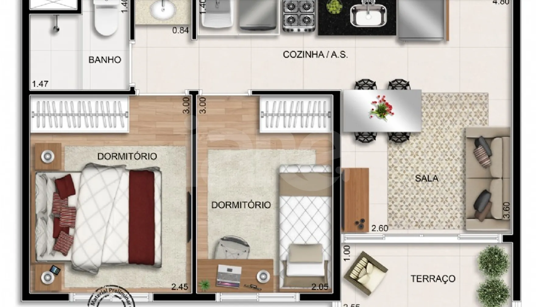 Planta — Apartamento 37,65 m²