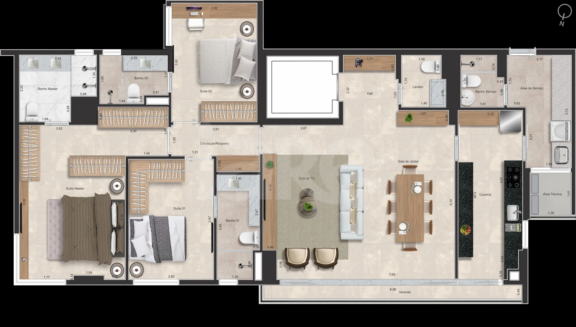 Planta — Apartamento 148,47 m²