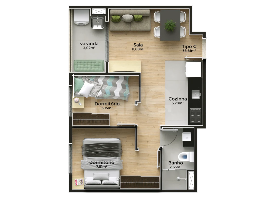 Planta — Garden 52,13 m²