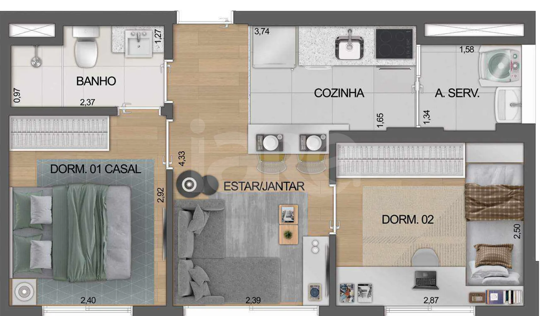 Planta — Apartamento 38,08 m²