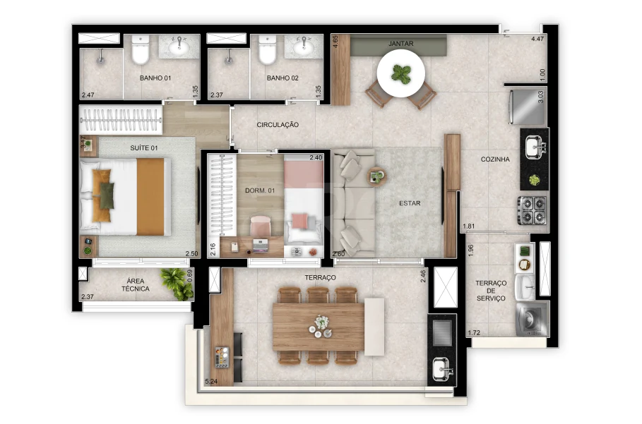 Planta — Apartamento 69,94 m²