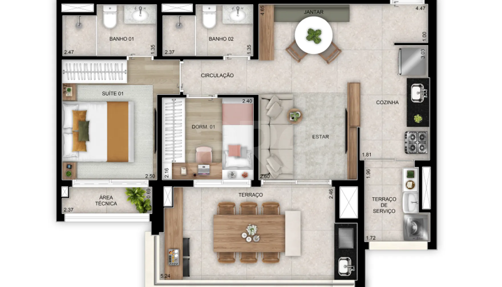 Planta — Apartamento 69,94 m²