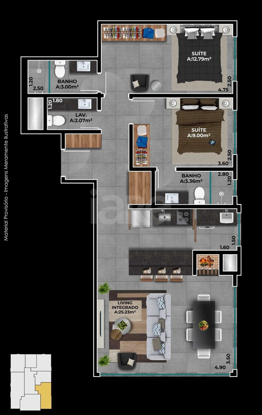 Planta — Apartamento 74,06 m²