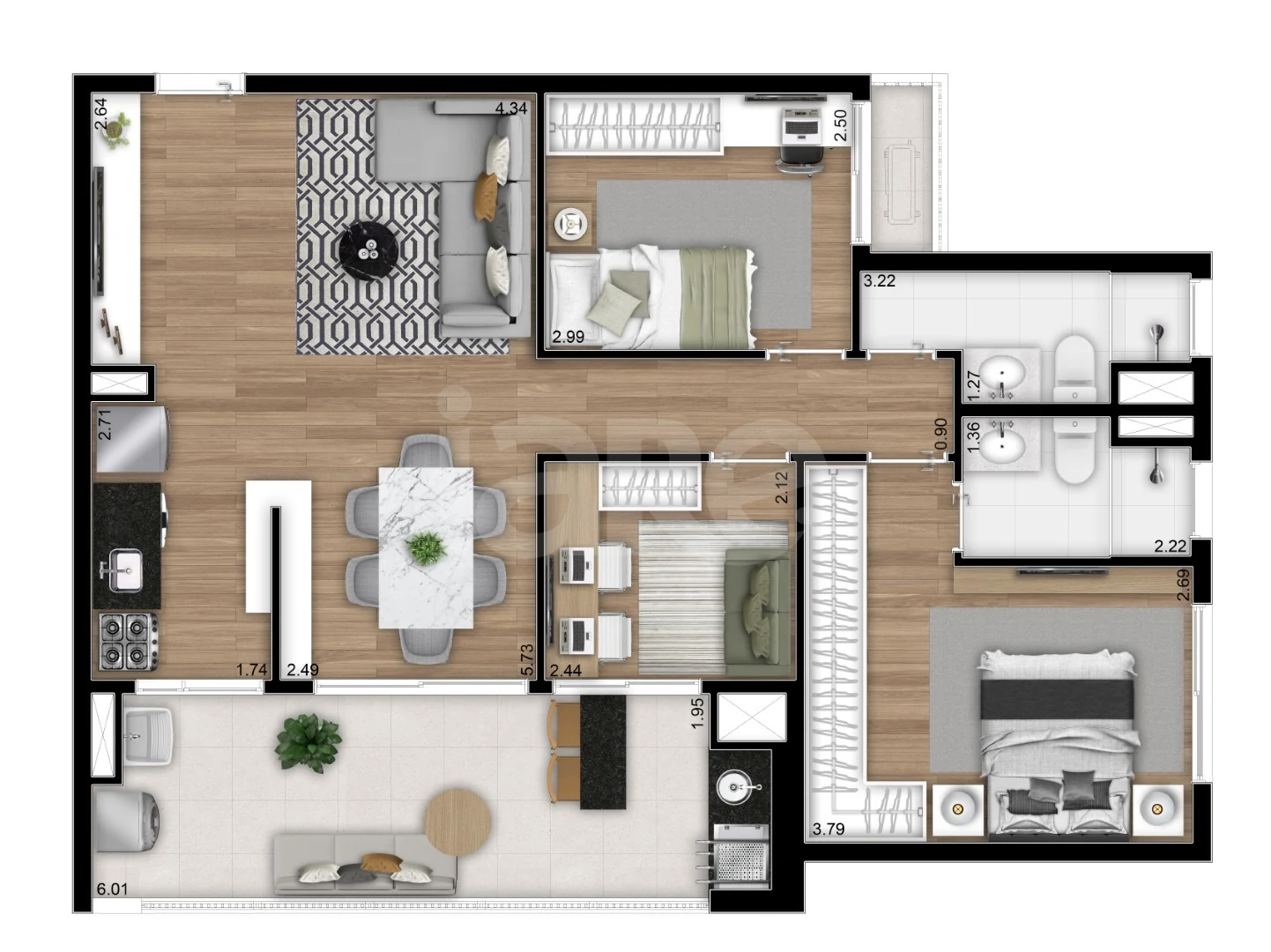 Planta — Apartamento 84,08 m²