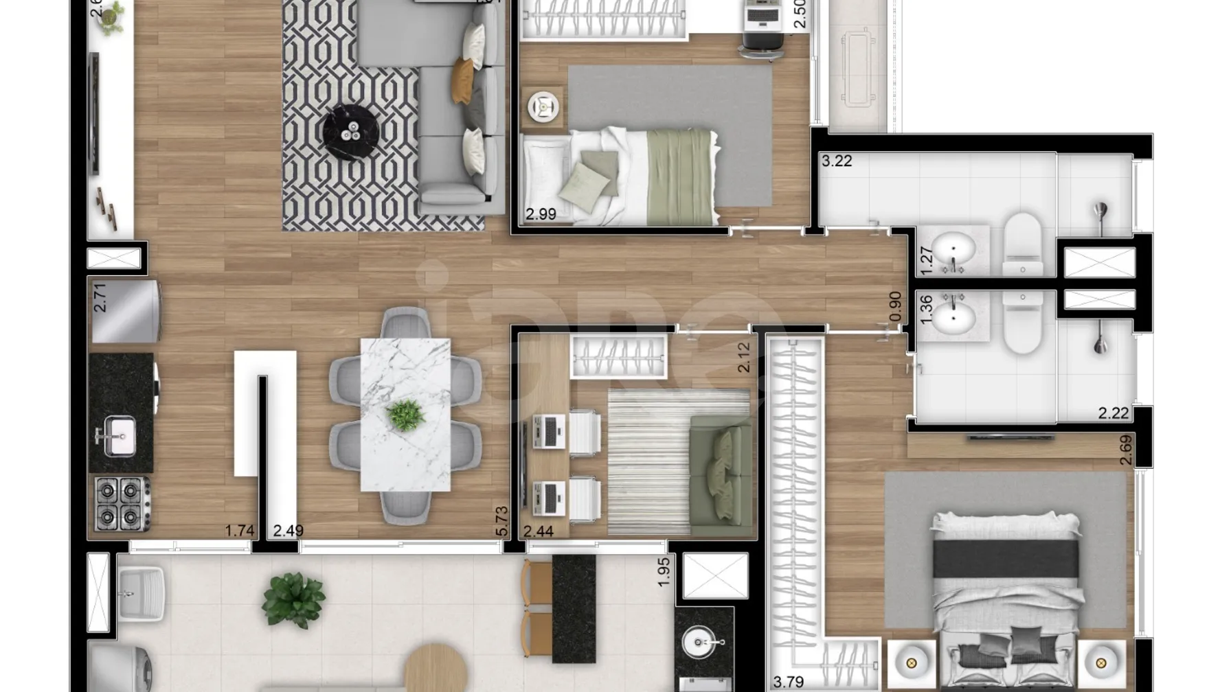 Planta — Apartamento 84,08 m²