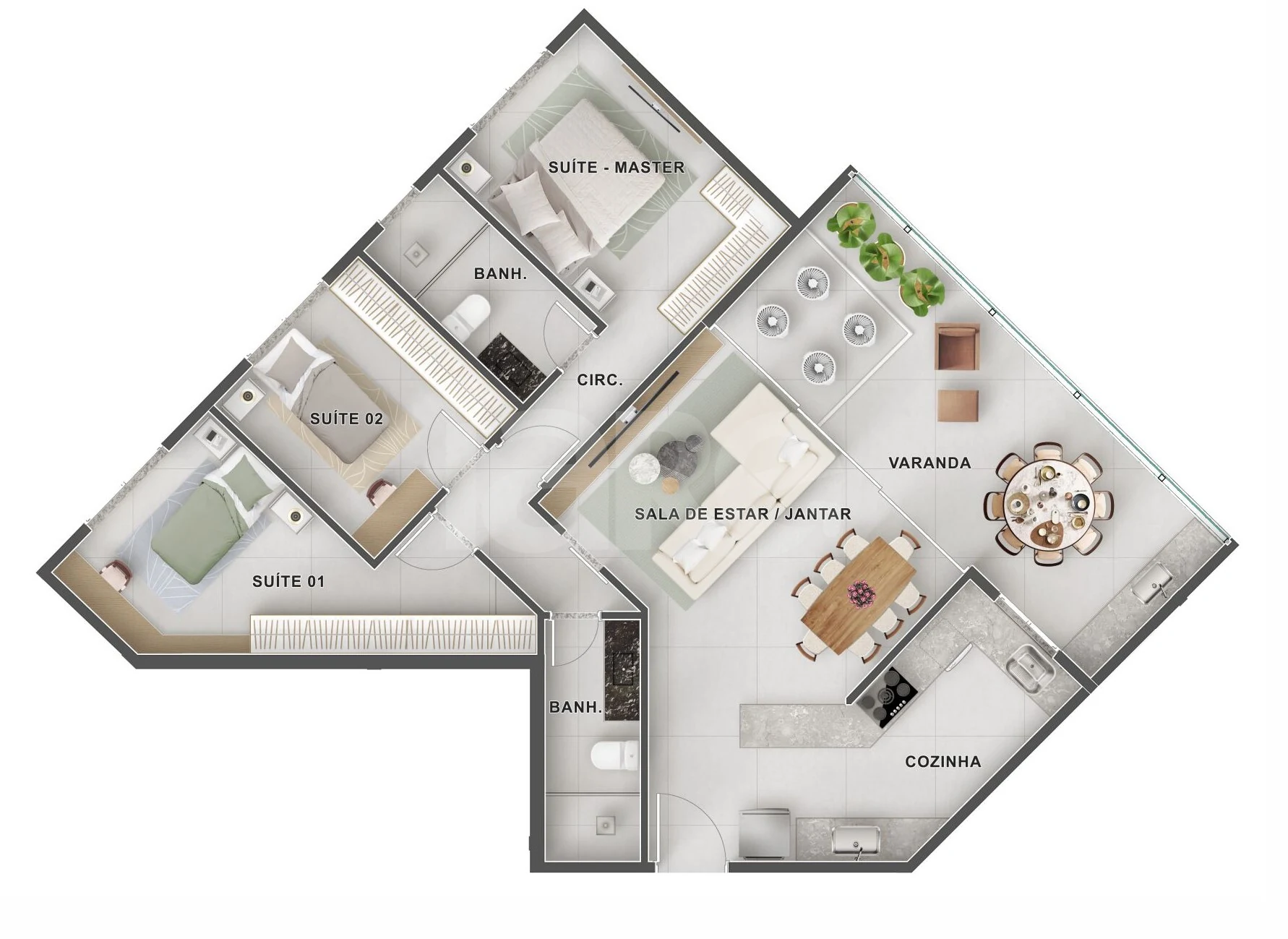 Planta — Apartamento 101,7 m²