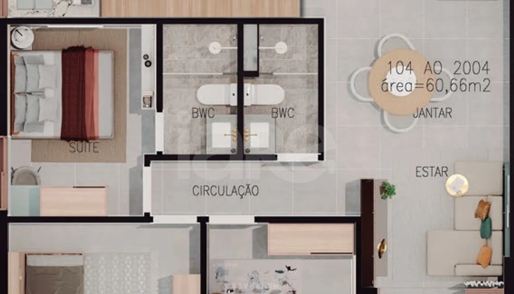 Planta — Apartamento 60,66 m²