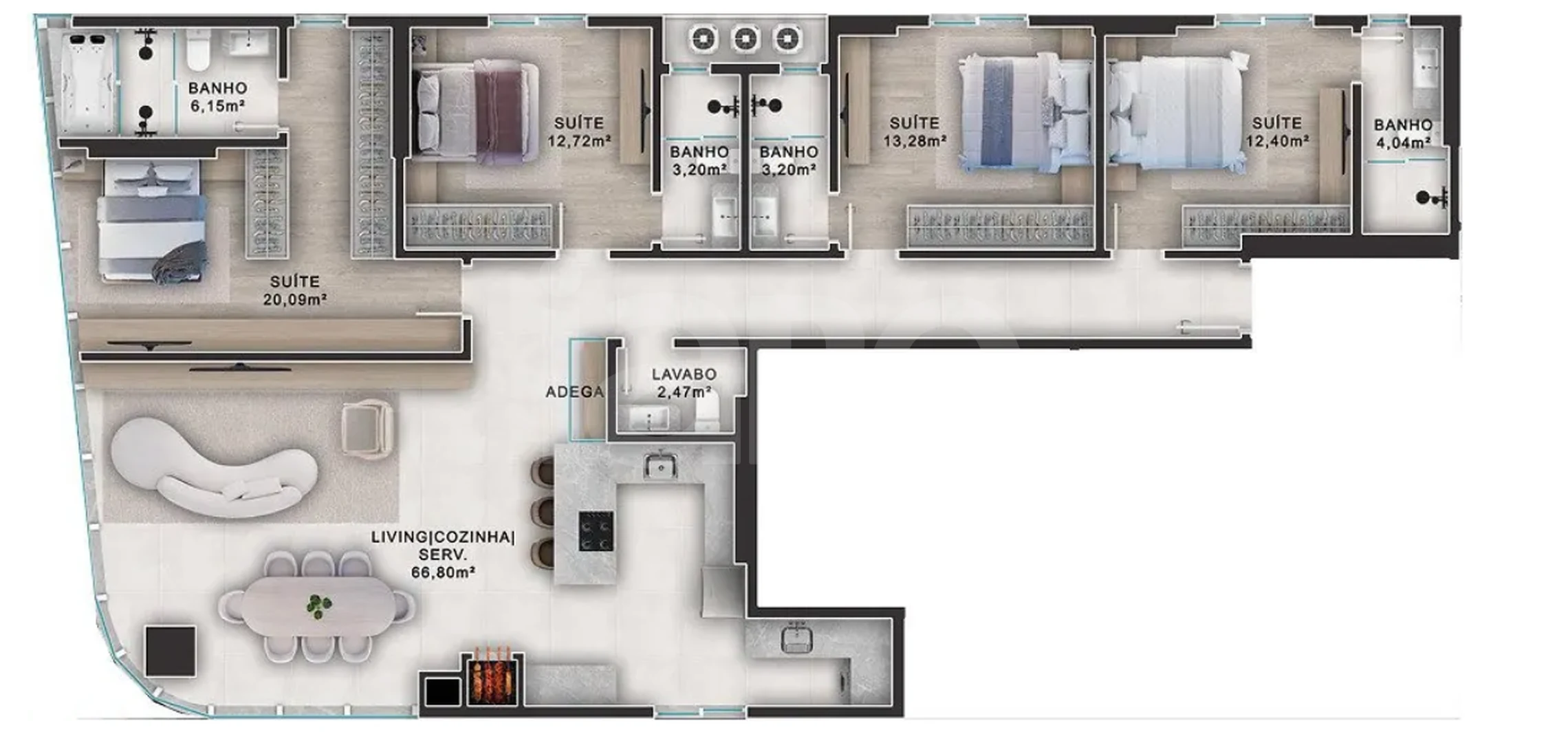 Planta — Apartamento 171 m²