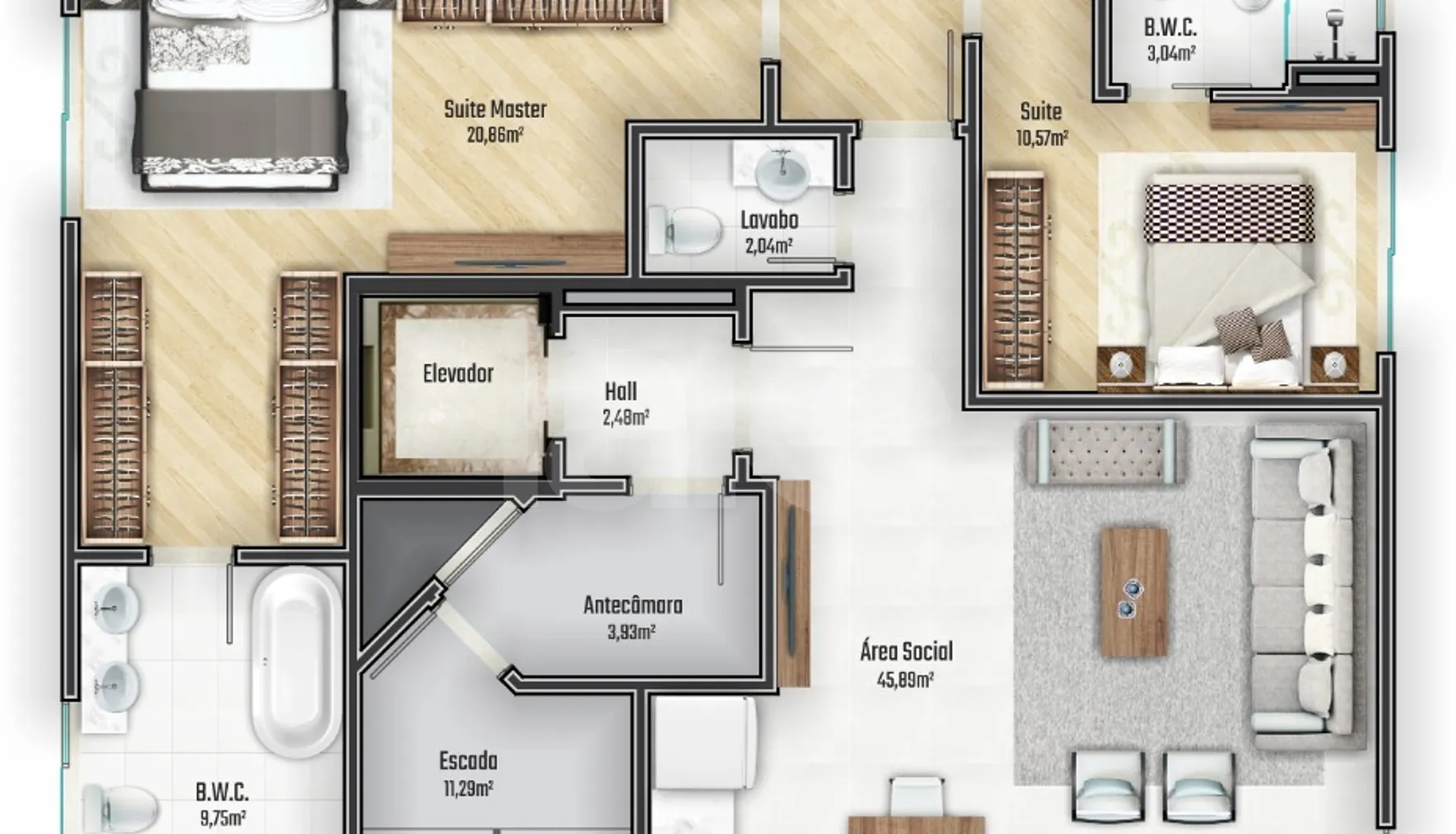 Planta — Apartamento 174,12 m²