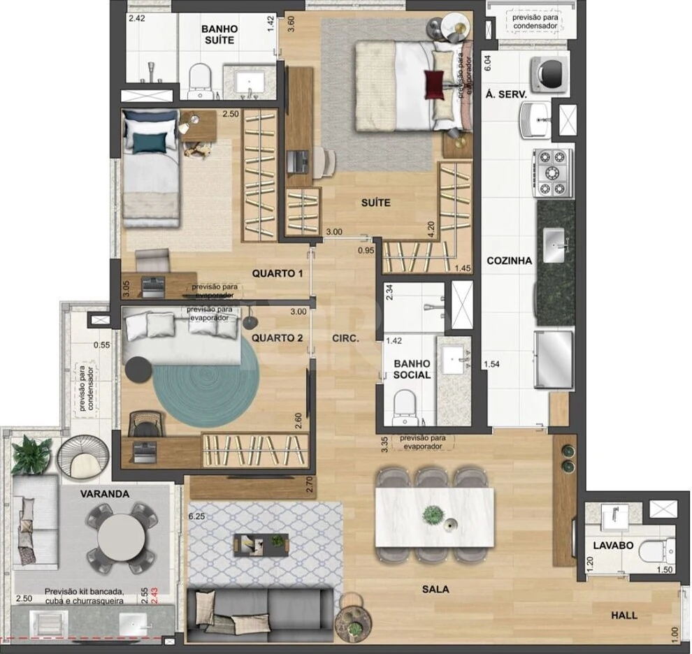 Planta — Apartamento 89,86 m²