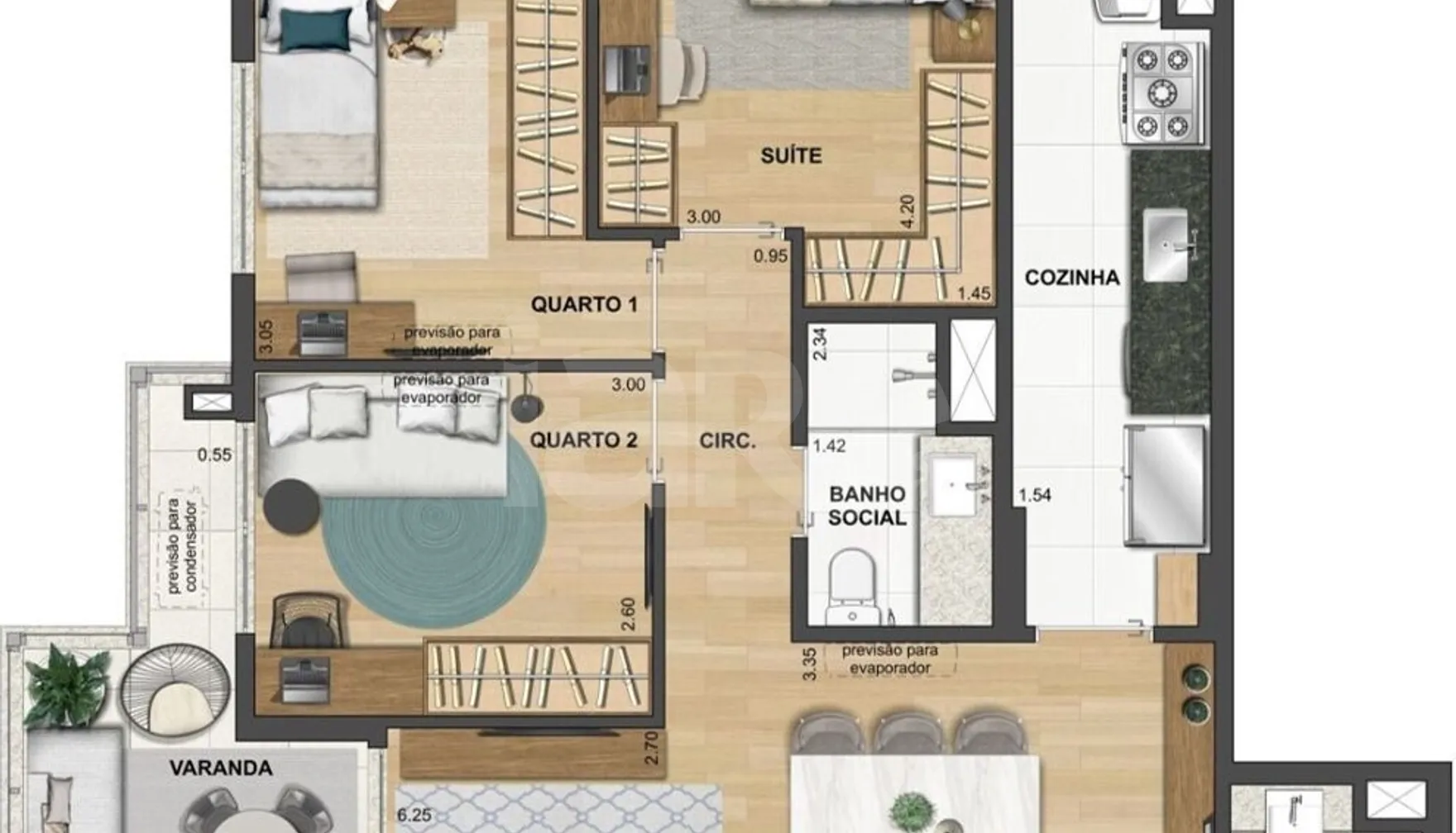 Planta — Apartamento 89,86 m²