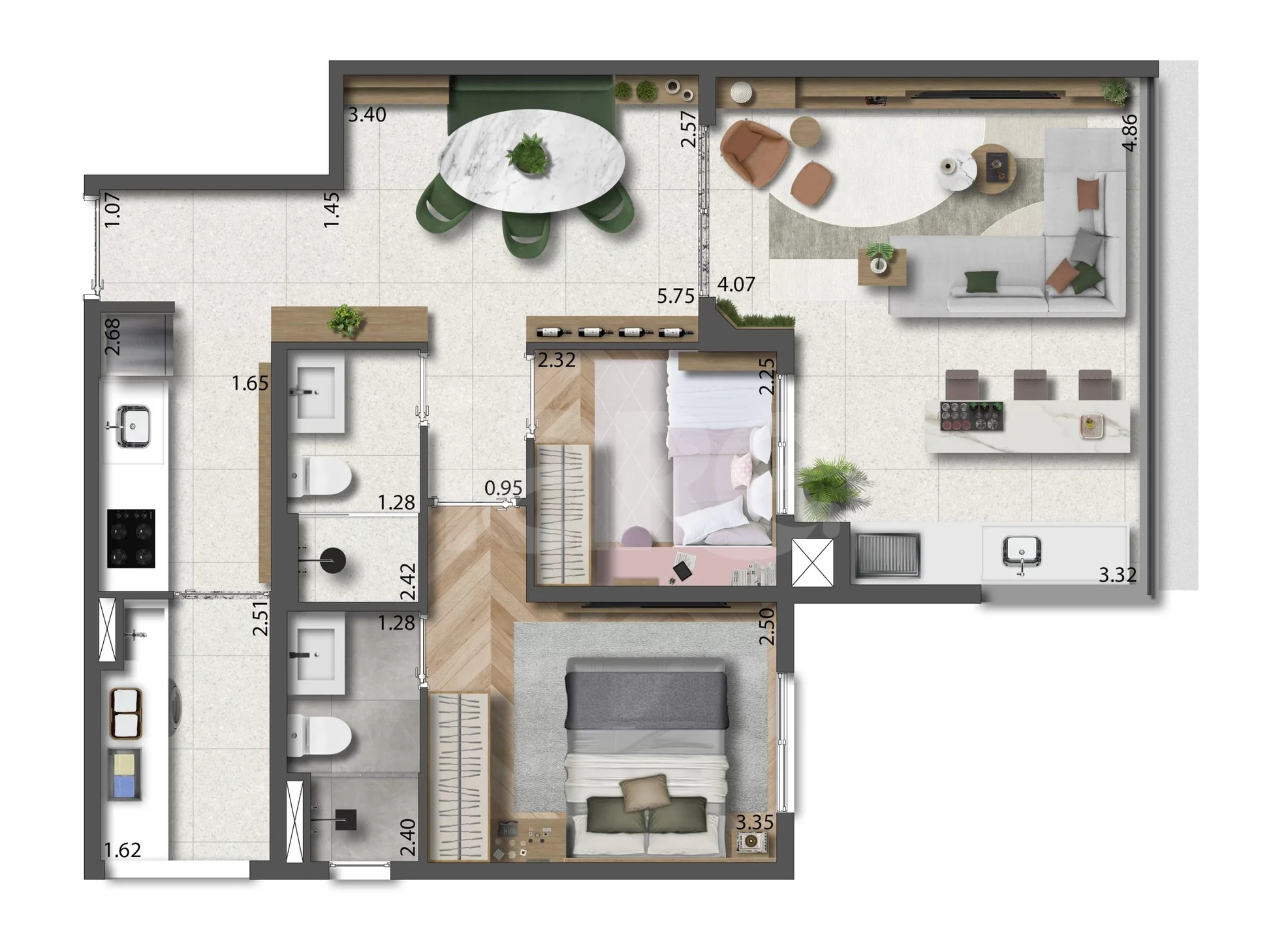 Planta — Apartamento 67,82 m²