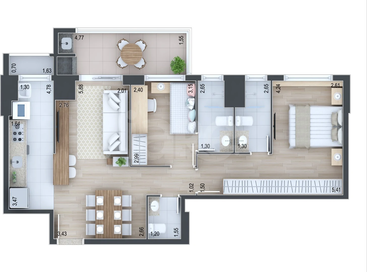 Planta — Apartamento 78,33 m²