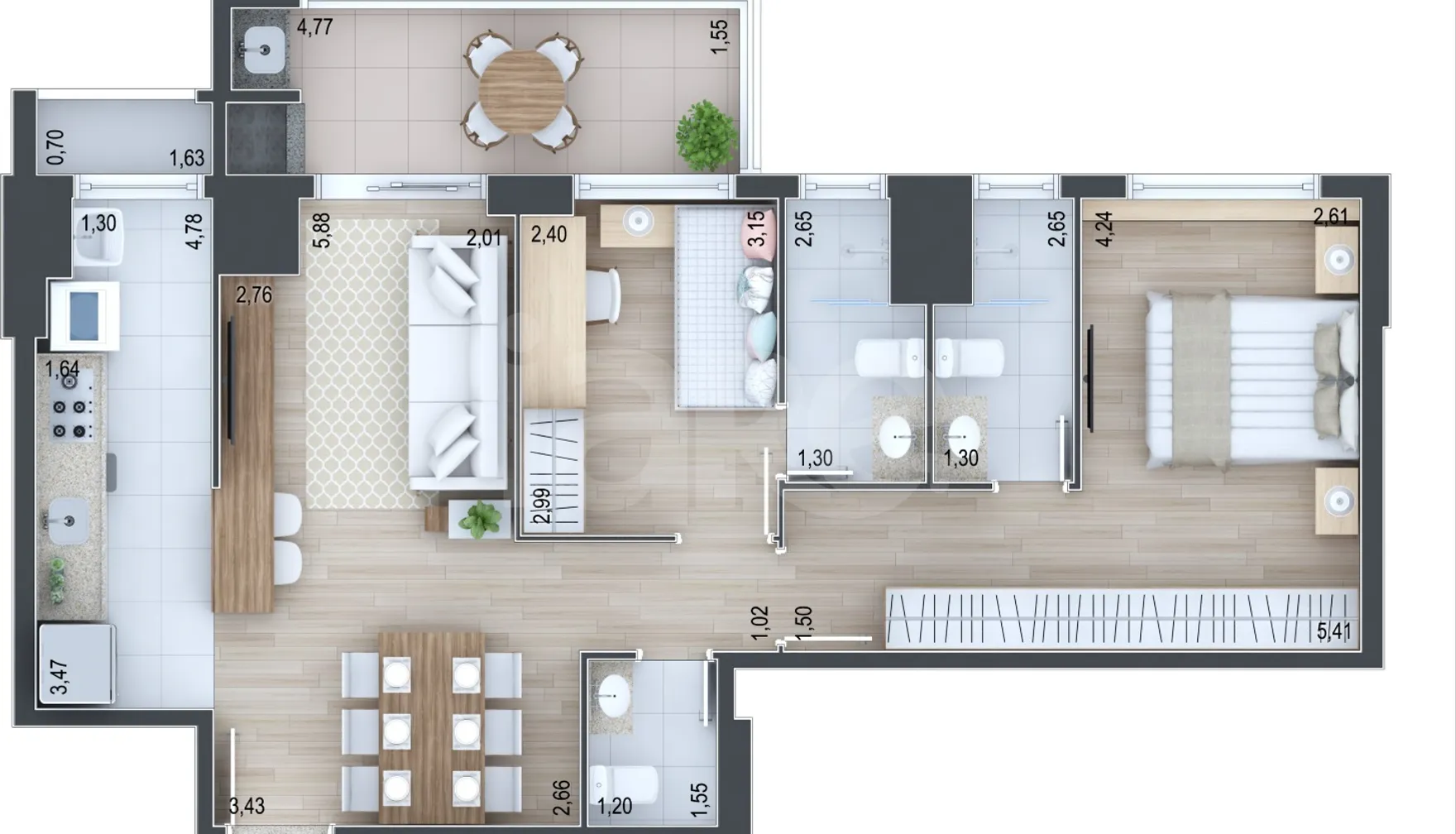 Planta — Apartamento 78,33 m²