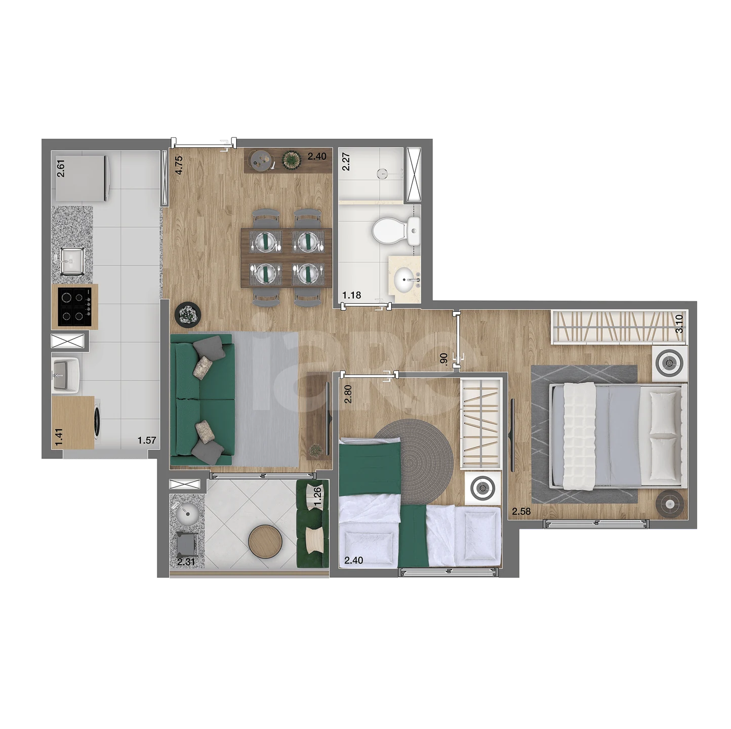Planta — Apartamento 47,81 m²