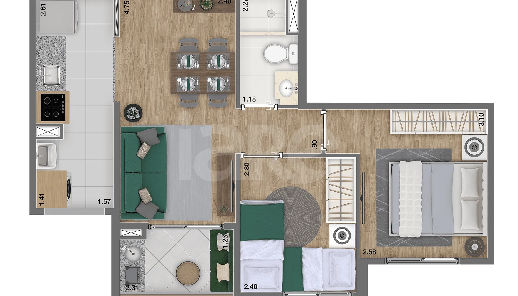 Planta — Apartamento 47,81 m²