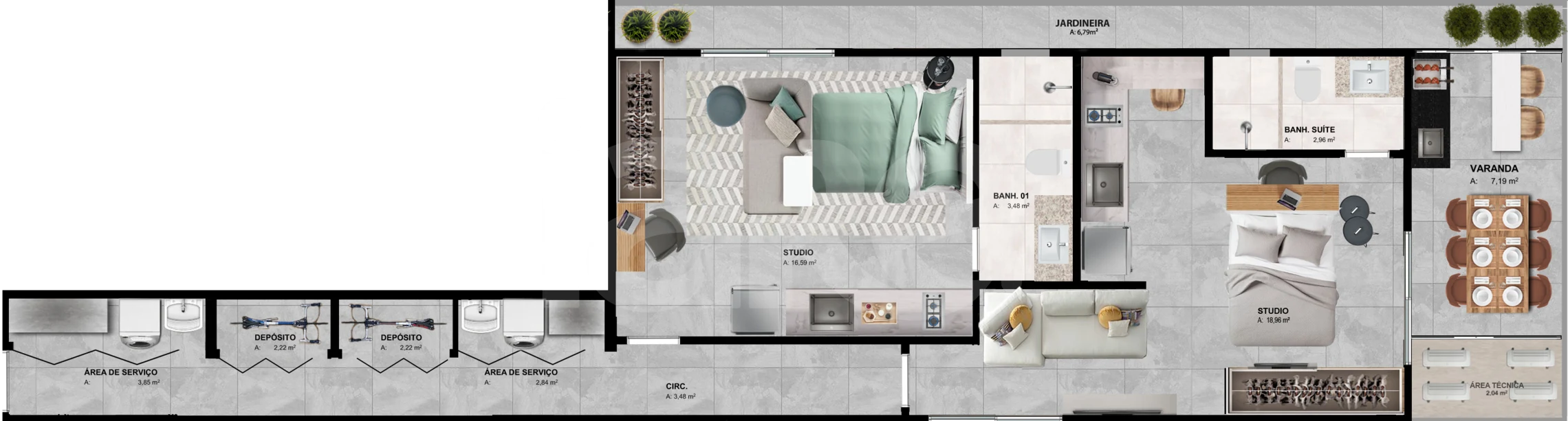 Planta — Apartamento 65,81 m²