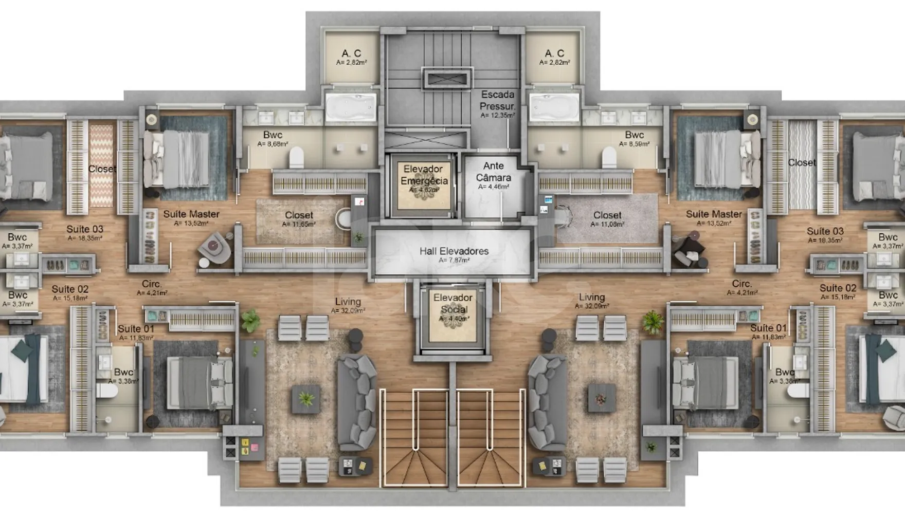 Planta — Cobertura Duplex 296,2 m²