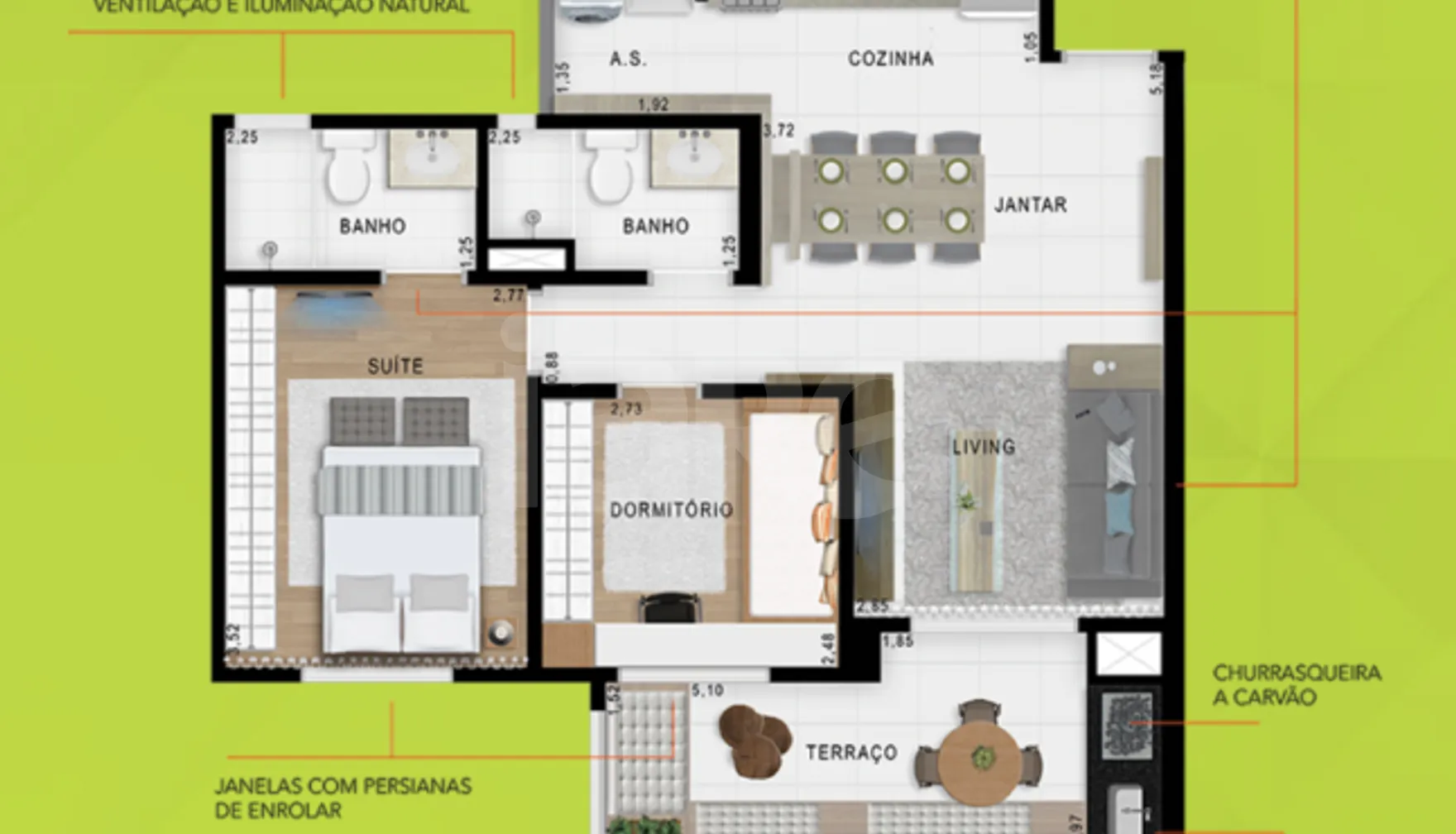 Planta — Apartamento 65,06 m²