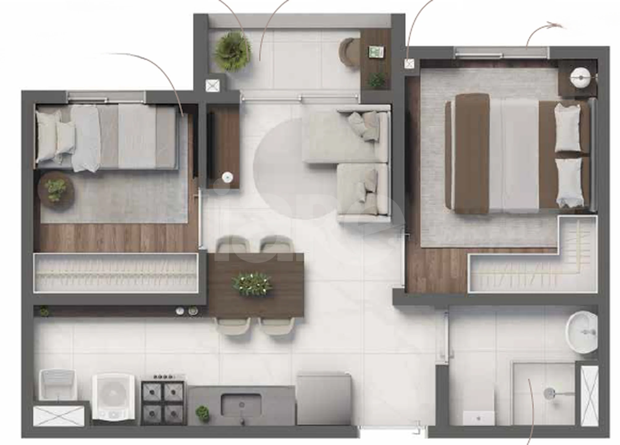 Planta — Apartamento 36,65 m²