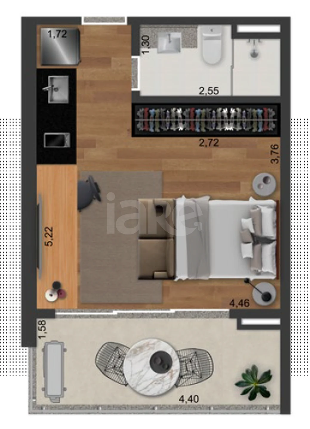 Planta — Studio 35,58 m²